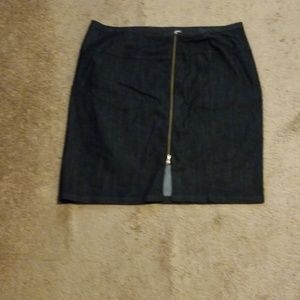 NWOT Ashley Stewart Zip Front Denim Skirt